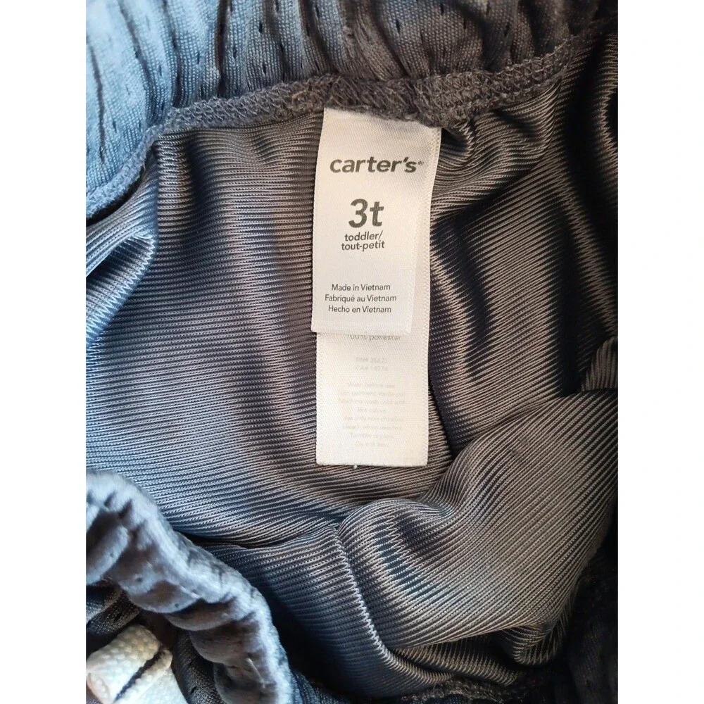 Shorts 3T Boys Carters M V P Gray Athletic Side Stripe Adjustable Waist Lined